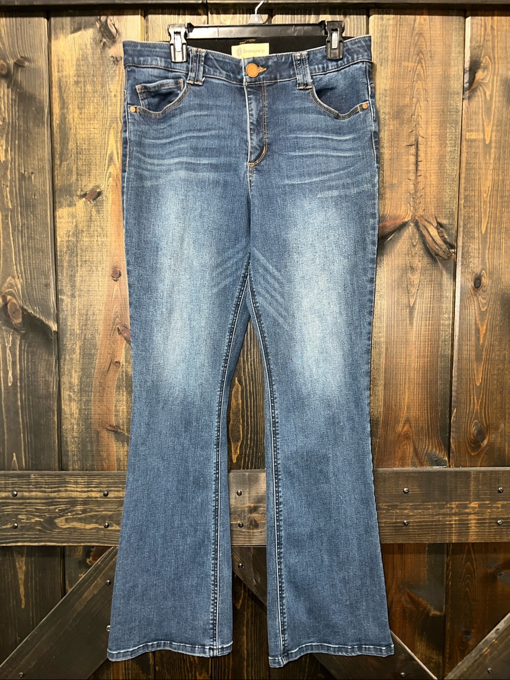 Democracy Absolution Itty Bitty Bootcut Jeans 12 Medium Wash Stretch Denim